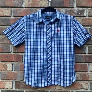 [U.S. Polo Assn.] Blue Plaid Short Sleeve Top